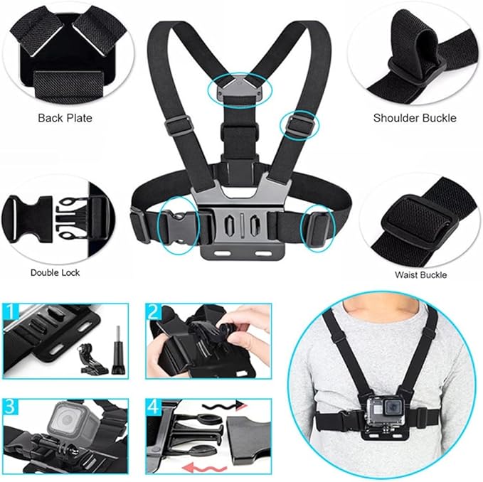 Reflex Camera 19-in-1 Action Camera Accessories Kit Compatible with GoPro Hero 13, 9-12, DJI Osmo Action 2, 3, 4, Pro 5, Insta360 Ace Pro/Ace Pro 2 and Other Sports Cameras & Durable Case