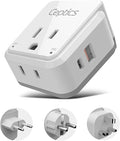 Ceptics European Plug Travel Adapter Set, 20W PD & QC, Safe Dual USB & USB-C - 2 USA Socket - Compact - Use in Germany, France, Italy, UK - Includes Type E/F, Type C, Type G SWadAPt Attachments