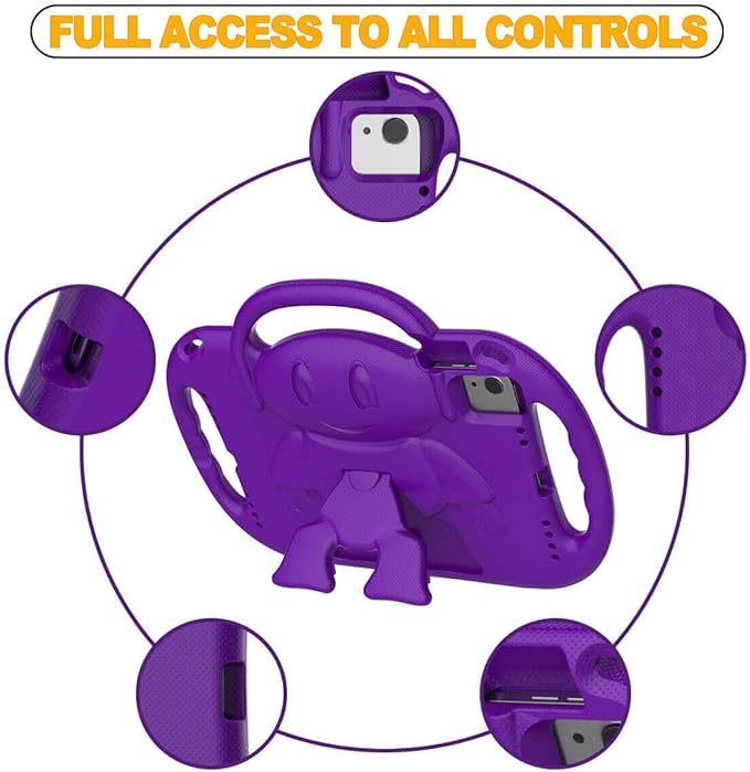 Kids Case for iPad 11th Generation (A16) 11" 2025 & 10th Gen 10.9" 2022 & iPad Air 11" 2025/2024 & Air 5th/4th Gen & Pro 11, Durable Protective Cover with Shoulder Strap Handle Stand, Purple