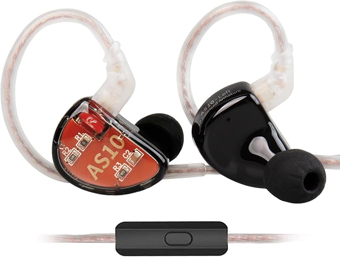 KZ AS10 Pure 5 Balanced Armature 5BA Earphone, Musician in Ear Monitor Headphone High Fidelity HiFi Headset (with Microphone, Black)…