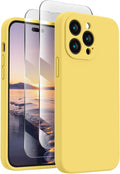 FireNova Designed for iPhone 14 Pro Case, Silicone Upgraded [Camera Protection] Phone Case, Soft Anti-Scratch Microfiber Lining Inside, 6.1 inch, Yellow