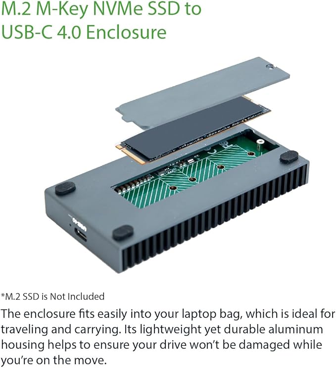 Portable NVMe USB4.0 (USB-C) SSD Ultra Fast External SSD Drive Aluminum Enclosure