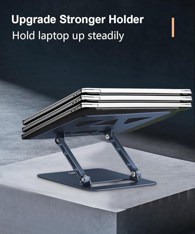 Aoviho Adjustable Laptop Stand for Desk,Portable Laptop Stand Holder and Riser,Foldable Aluminum Notebook Computer Stands for MacBook Air Pro HP Lenovo Dell Samsung Chromebook, 10-15.6 inch,Navy Blue