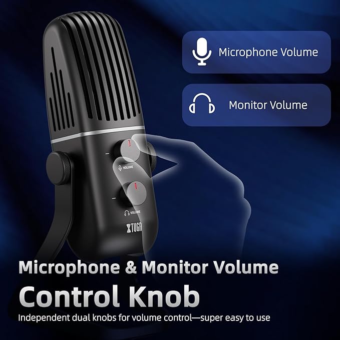 XTUGA X-4 USB Microphone for PC, Mac, Gaming, Recording, Streaming, Podcasting, 4 Pickup Patterns, Metal Desktop Condenser Mic,Plug and Play Mic for Laptop, Mobile Devices