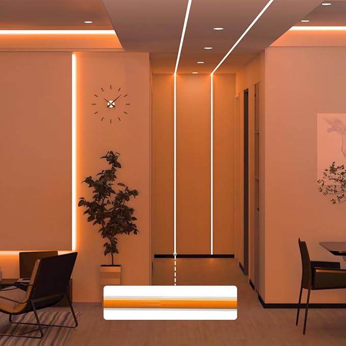BTF-LIGHTING FCOB COB LED Strip Orange Color 5mm Width UL Listed Super Narrow Flexible Uniform Light DC24V 16.4FT CRI 90+ Dimmable LED Ribbon for Bedroom Home Indoor Decor(No Adapter or Controller)