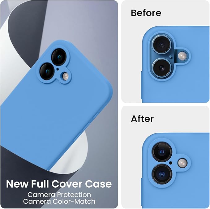 FireNova Designed for iPhone 16 Plus Case, Silicone Upgraded [Camera Protection] Case, Soft Anti-Scratch Microfiber Lining Inside, 6.7 inch, Blue