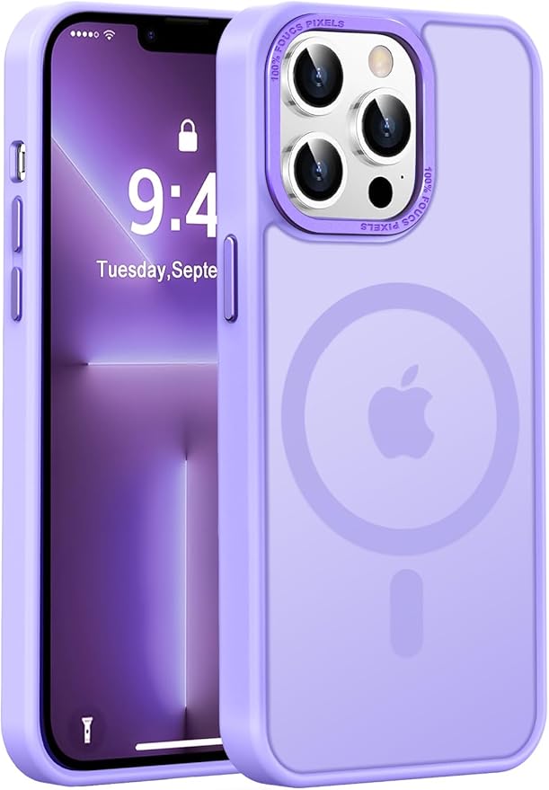 Newfuture Designed for iPhone 13 Pro Max Case with Magnetic [13 FT Military Drop Protection] [Compatible with Magsafe] Slim Translucent Matte Shockproof with Anti-Fingerprint Phone Case, Lilac Purple