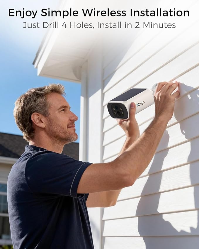 Solar Security Cameras Wireless Outdoor, 2Mins DIY Installation 4MP Color Night Vision Cameras for Home Security, Compatible Home Station Only