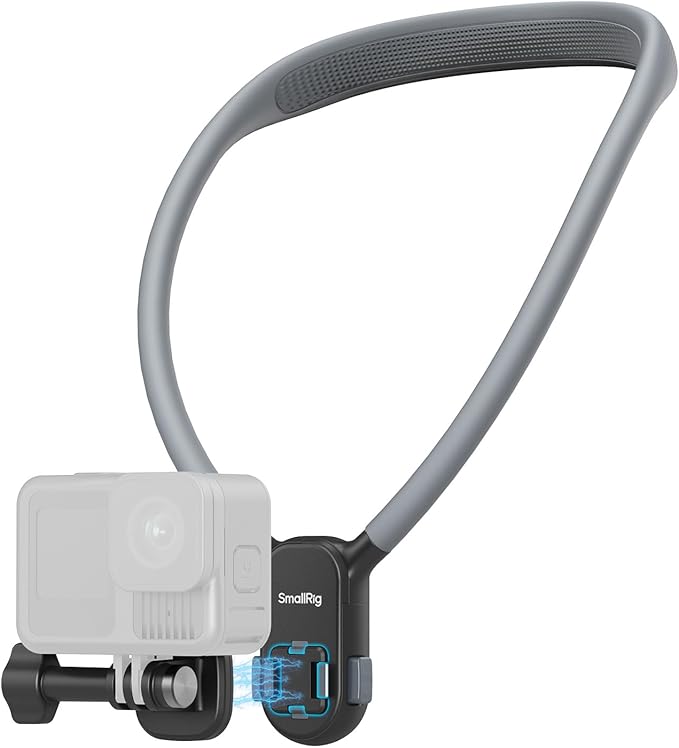 SMALLRIG Magnetic Neck Mount for Action Camera, Quick Release One-Click Button & Ergonomic Design, for GoPro Hero 12/11/10/9, for DJI OSMO 360/Nano/Action 6/5 Pro/4, for Insta360 Ace Pro 2-5126