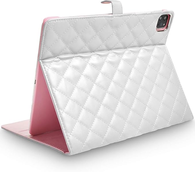 Changjia for iPad Air 11 Inch Case M4 (2026)/M3 (2025)/M2 (2024), iPad Air 5th/4th Gen 10.9" (2022/2020) with Pencil Holder,Girly Cute Crown Diamond Elegant Auto Sleep/Wake Stand Protective Case,White