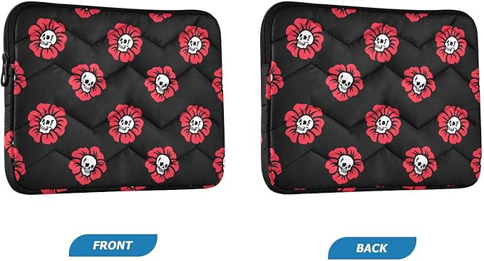 Cute Laptop Sleeve 13 inch Gothic Skulls Flowers Laptop Bag 14 inch Waterproof Computer Bag for Women Laptop Accessories Computer Cover Bag for Tablet Men, A06D24018