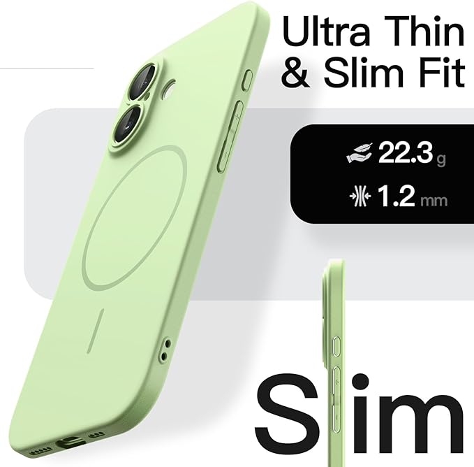 JETech Magnetic Slim Case for iPhone 17 6.3-Inch, Compatible with MagSafe, Ultra-Thin Lightweight Minimalist Phone Cover with Matte Finish and Full Camera Lens Protection (Sage)