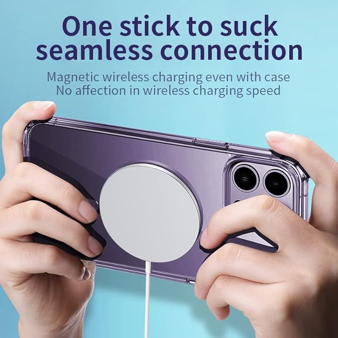 Strong Magnetic Translucent for iPhone 14 pro max Case [10Ft Military-Grade Protection] Compatible with Magnetic Shockproof Slim Thin Cover 6.7 inch Translucent