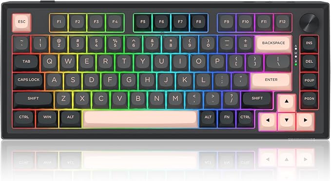 Redragon K687 PRO Wireless CNC Gasket Gaming Keyboard, 81 Keys Mechanical Keyboard w/Premium CNC Aluminum Board, Easy-Control Knob, 5-Layer Noise Dampening, Custom Linear Switch, Round PBT Keycaps