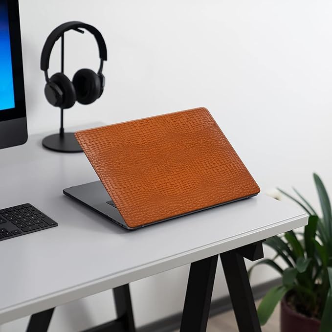 DTangLsm for Crocodile MacBook Pro 13 inch Case 2026 2025-2016 M2 M1 A2338 A2289 A2251 A2159 A1989 A1706 A1708, Alligator Skin Snakeskin PU Leather Hard Shell Cover for Mac Pro 13+Keyboard Skin, Brown