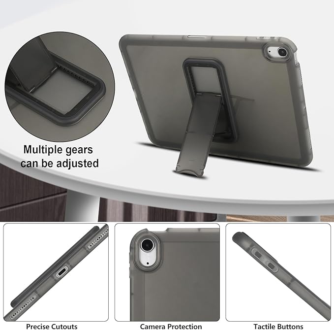 Slim Case for iPad Air 11-inch M4/M3/M2 (2026/2025/2024), Built-in Kickstand Non-Slip Shockproof Rugged Protective for Women Men, Black