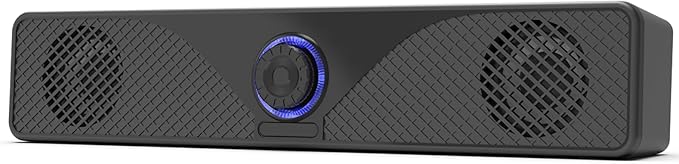 Computer Speakers for Desktop Monitor, USB Powered Wired PC Soundbar with 3.5mm AUX, Plug & Play Speaker Bar with Volume Knob, Clear Sound for Laptop, PC, Home and Office, Black