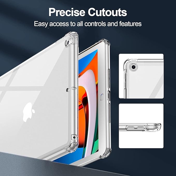 Clear Case for iPad 10.2 inch (2021/2020/2019), iPad 9th/8th/7th Generation Cover with Pencil Holder Lightweight Thin Crystal Transparent Shockproof Soft TPU Back Protective Shell, Clear