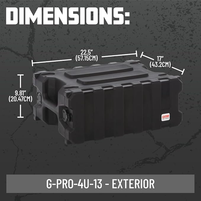 Gator Cases Pro Series 4U Rack Case with Shallow 13" Depth, Roto Molded Made in USA (G-PRO-4U-13)