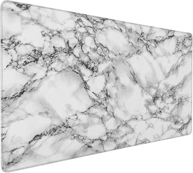 Black and White Marble Mouse Pads XXL Extended Mousepad with Stitched Edges Non-Slip Rubber Base Computer Keyboard Pad Desk Mat for Home Office Desk Decor, 35.4" X 15.7"