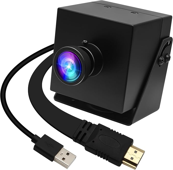 ELP 4K HDMI USB Fisheye Camera for Computer Mini Lightburn Camera for Laser Engraver Type-C HDMI Display Simultaneous USB2.0 Webcam 2X Digital Zoom Camera H.264 8mp USB Security Camera for Jetson Nano