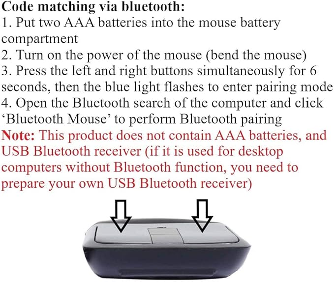 Bluetooth Arc Mouse Foldable Slim and Portable Mini Wireless Computer Travel Mouse Folding Optical Touch Mice for Laptop Tablet - Black