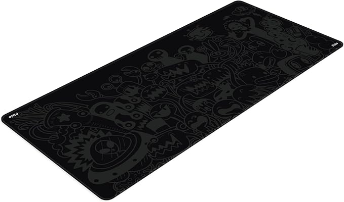 Pixio Mouse Pads - 36 x 16 inch XXL Monster Doodle Black Multifunctional Large Desk Mats for Gaming, Office, Desktop Anti-Slip Waterproof Washable Computer Mouse Mat