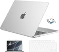 EooCoo Compatible with MacBook Air 13 inch Case M5 2026-2022 M4 M3 M2 Model A3449 A3240 A3113 A2681, Mac Air 13.6 inch Hard Shell & Keyboard Cover & Screen Film & Type-C, Frost Clear