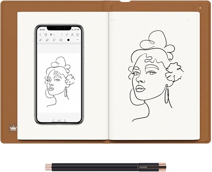 HUION Note 2-in-1 Digital Notebook Drawing Tablet With Battery-free Pen, Bluetooth Wireless Paper Tablet Electronic Writing Pad for Note-taking, Digital Art & Meeting, Refillable A5 Notepad, 9.5x7inch