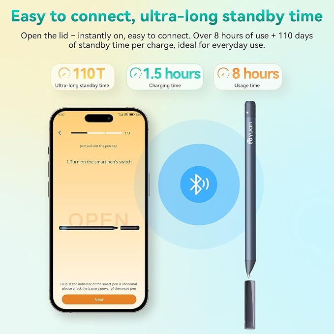 Digital Pen Writing Set - Smart Pen for Note-Taking with Notebook, Real time Sync Digitizing for Paper Notes Meeting Convert to Text Storing Sharing Sync Pen with Notebook is Good Christmas Tech Gifts