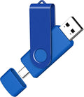 AreTop 16GB USB C Thumb Drive 2 in 1 OTG USB 2.0 + Type C Memory Stick with Keychain Dual Type-C Thumb Drive Photo Stick Jump Drive for Android Smartphones, Computer, Tablet, PC, 1 Pack (Blue)