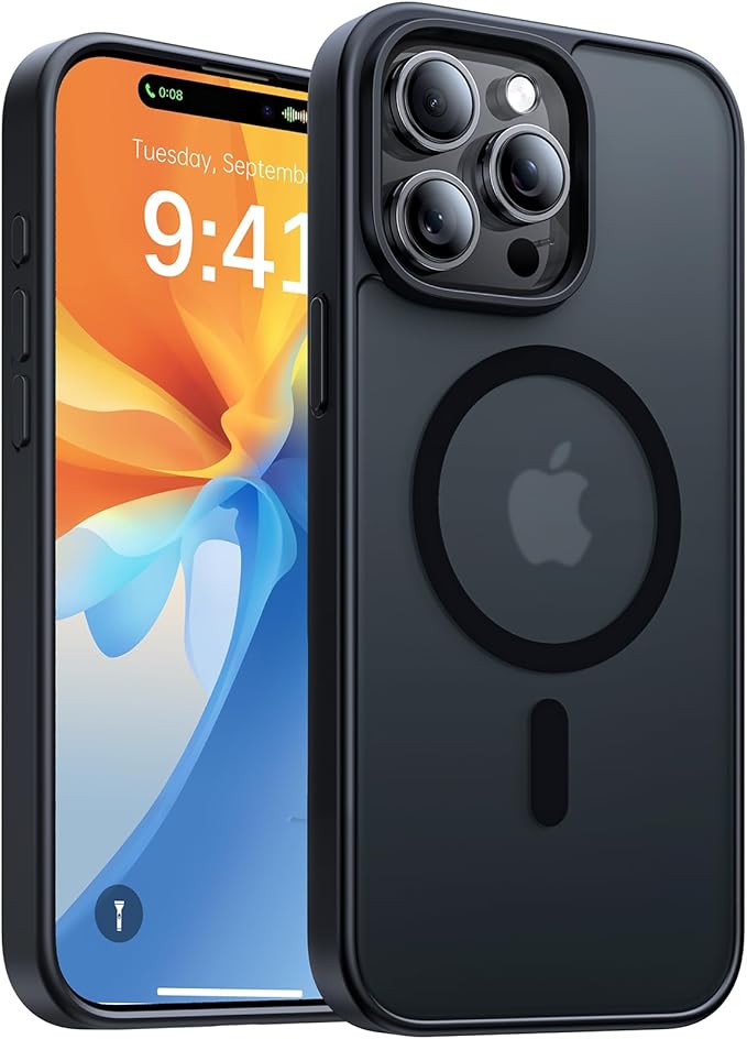 Magnetic for iPhone 14 Pro Max Case, [Compatible with MagSafe][Military-Grade Drop Protection][Anti-Yellowing] Shockproof Translucent Matte Cover for iPhone 14 Pro Max Phone Case,Black