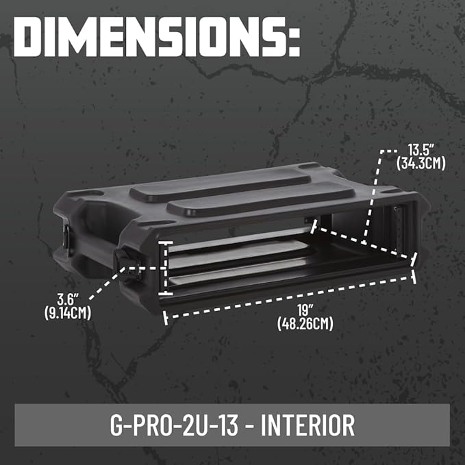 Gator Cases Pro Series 2U Rack Case with Shallow 13" Depth, Roto Molded Made in USA (G-PRO-2U-13)