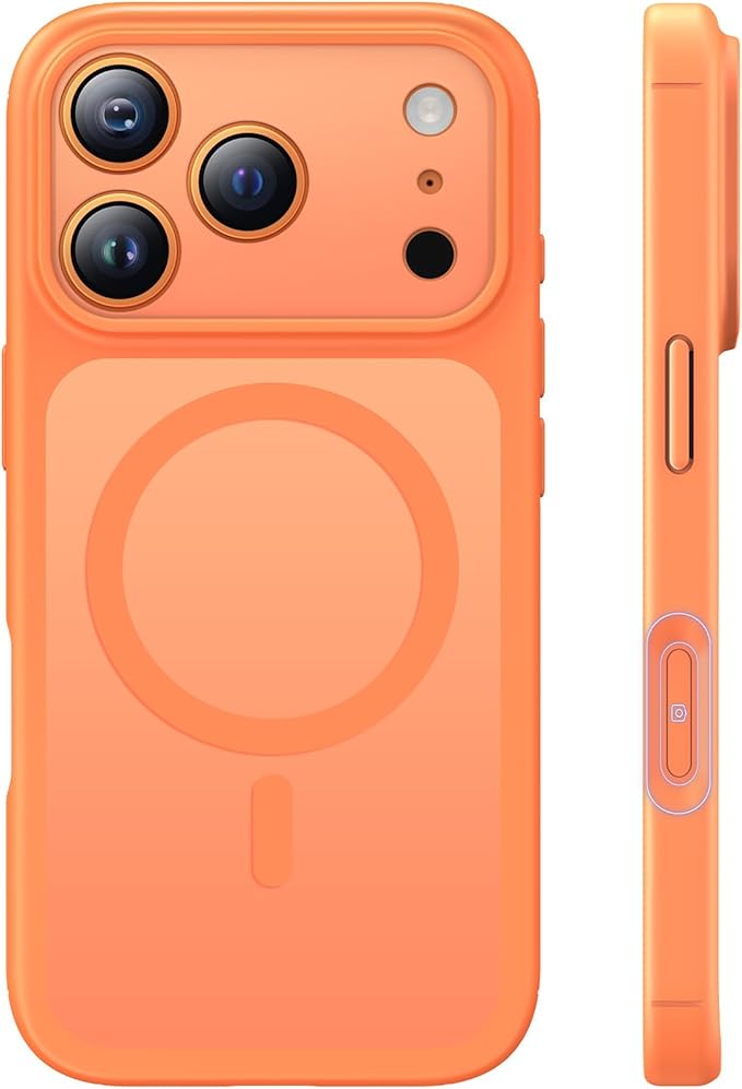 TAURI for iPhone 17 Pro Case, Compatible with MagSafe, (Full Camera Protection) Camera Control Cover Solid-Color Matte Magnetic Phone Case for 17 Pro 6.3", Orange
