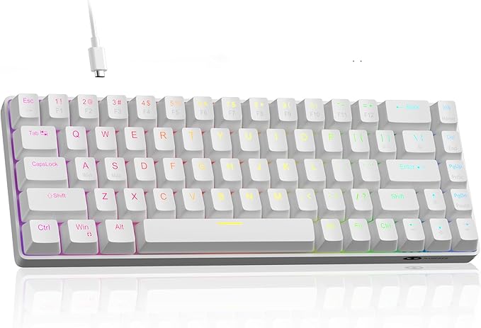 MageGee 60% Rapid Trigger Gaming Keyboard, Hall Effect Magnetic Switch, Actuation Point Adjustable, Hot Swappable RGB Backlit Wired Keyboard with Arrow Keys for Win/PC/MAC, White