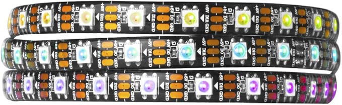 BTF-LIGHTING WS2812B IC RGB LED Strip,UL Listed,Pure Gold Wires,DC5V 3.28FT 60LED 5050SMD,Individually Addressable,Flexible for DIY Chasing Full Color Project,3M Tape,IP65(No Adapter or Controller)