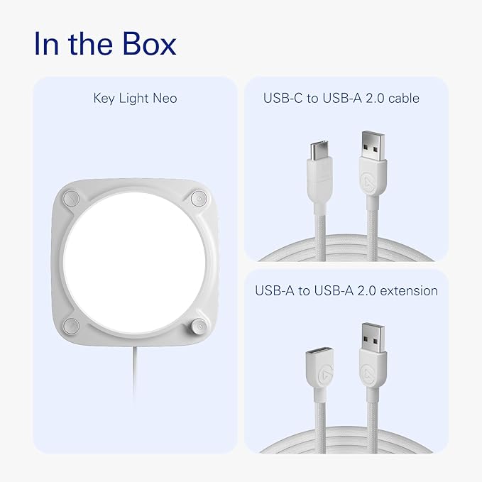 Elgato Key Light Neo (No Mount Included) - Professional Lighting for Video Calls & Streaming, Onboard or Wi-Fi Control, Mounting Point for Stands & Clamps - USB-Powered, Works on Laptop, PC, Mac