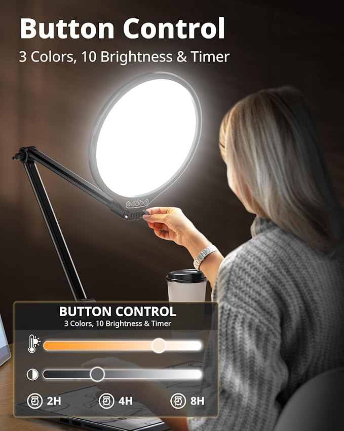 UBeesize 10" Key Light for Streaming, Desk Ring Light with Adjustable Arm, Zoom Lighting for Home Office, Gaming, Podcast, Video Calls, and Recording