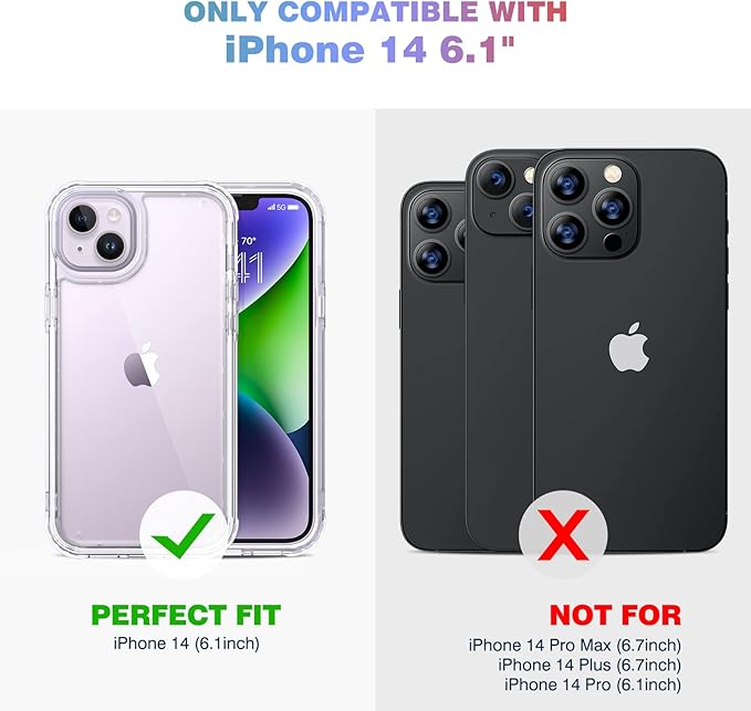 Diaclara Designed for iPhone 14 Case, Full Body Rugged Case with Built-in Touch Sensitive Anti-Scratch Screen Protector, with Camera Lens Protector for iPhone 14 6.1" (Clear)
