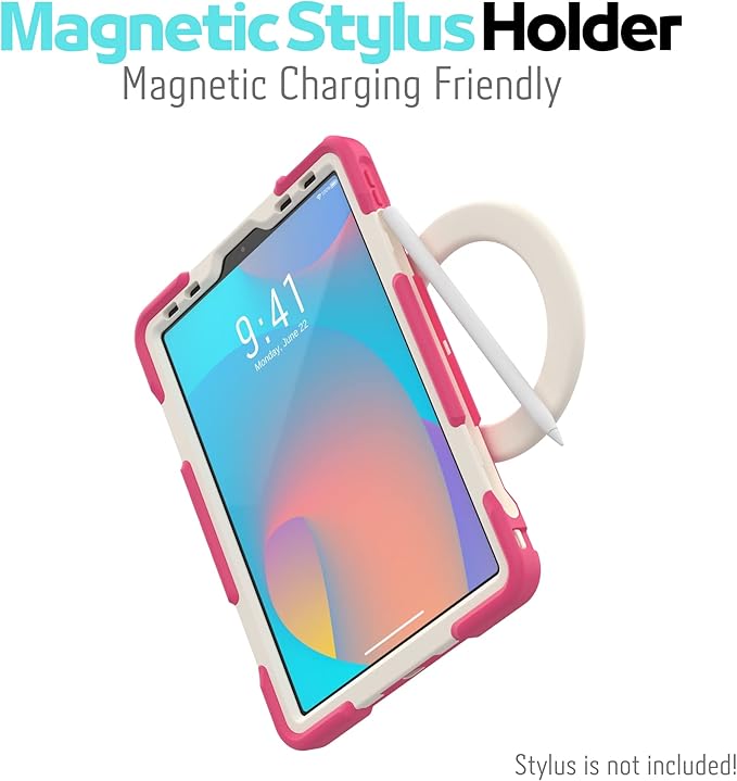 Triple Shockproof Case for iPad Air 5th/4th Generation 10.9 inch 2022/2020 and iPad Pro 11 Case 2022 2021 2020 2018 Gen, Kids Boy Girl Cover with Kickstand & Shoulder Strap (Pink)