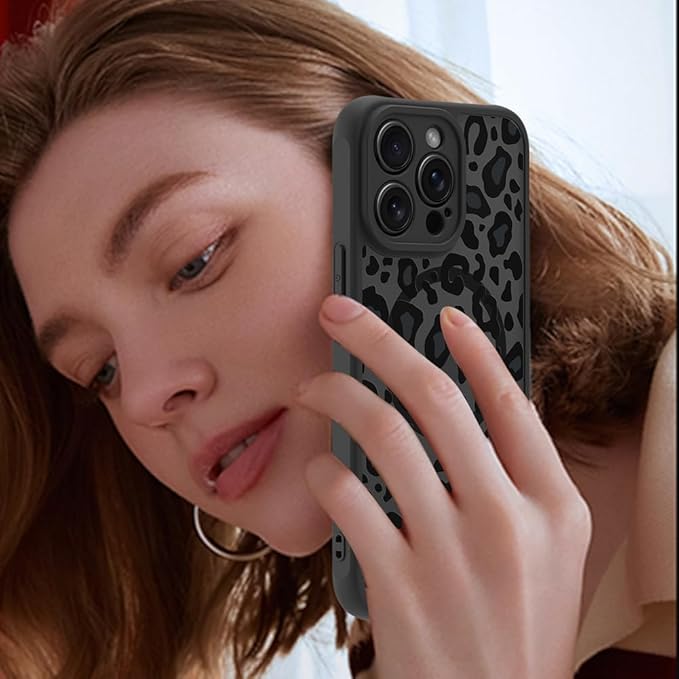 KANGHAR Case for iPhone 15 Pro Phone Case [Compatible with Magsafe] Leopard Printed Pattern Cute Cheetah Protective Magnetic Case for Girls Women Men 6.1"