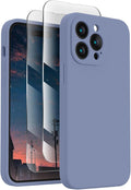 FireNova Designed for iPhone 14 Pro Max Case, Silicone Upgraded [Camera Protection] Case, Soft Anti-Scratch Microfiber Lining Inside, 6.7 inch, Lavender Gray