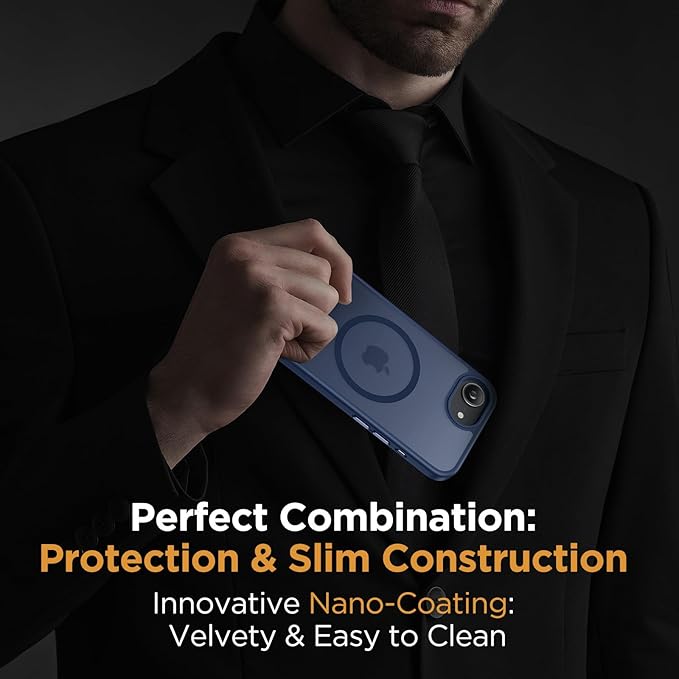 Miracase for iPhone 16e case & iPhone 17e Case for MagSafe [with 2×9H+ Screen Protectors] TOP Military-Grade Protection Shockproof with Velvet Touch for iPhone 16e/17e Phone Case 6.1", Dark Blue