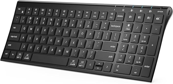 iClever BK10 SE Bluetooth Keyboard for Mac, Multi-Device Wireless Keyboard with Numeric Keypad, Standard Full Size Keys, USB-C Rechargeable, Compatible with Windows, macOS, iPadOS, Android (Black)
