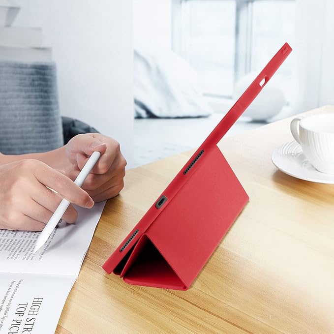 Case for iPad Pro 11 Inch 4th/3rd/2nd Generation 2022/2021/2020 with Pencil Holder [Support iPad 2nd Pencil Charging] Slim Trifold Stand Smart Protective Cover, Auto Wake/Sleep(Red)