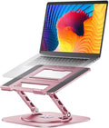 AOEVI Adjustable Laptop Stand with 360 Rotating Base, Computer Stand for Laptop Ergonimic Foldable Laptop Riser for Desk Compatible with MacBook Pro/Air Notebook up to 16 Inches,Pink