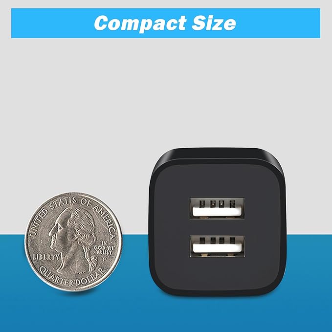 X-EDITION USB Wall Charger, 4-Pack 2.1A Dual Port USB Cube Power Adapter Wall Charger Plug Charging Block Compatible with Phone 13 12 11 XS XR X 8 7 6S 6 Plus SE, Pad, Samsung, Android Phone (Black)