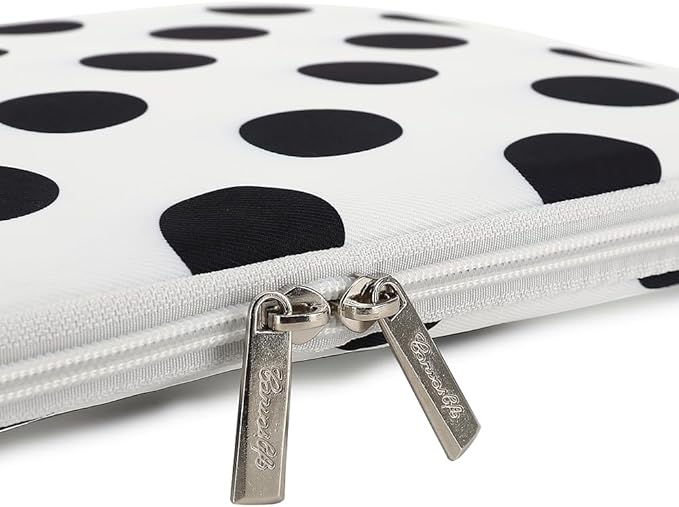Canvaslife Waterproof Laptop Sleeve 14 Inch Laptop Case Bag with Front Pocket, Black Dot Pattern