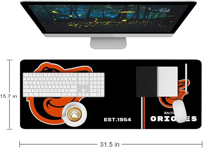 Baseball Mouse Pad Extended Large Gaming Desk Pad 31.5 x 11.8 Inch, XL Mousepad Topographic Mouse Pad with Anti-Slip Rubber Base for Baltimore Home Office