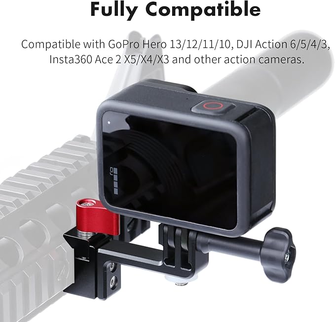 SEASKY GM02 Aluminum Metal Gun/Airsoft Picatinny Rail Mount Bracket Adapter Holder for Gopro Hero 13/12/11/10/9 DJI Action 5/4/3/2 Insta360 X4 Camera Accessories Hunting POV/Vlog Wargame(GM02)